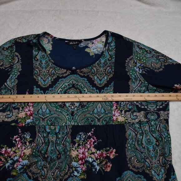 Ulla Popken Babydoll Tunic Top Sz 16 / 18 Floral Button Front Whimsigoth Boho - Picture 12 of 16